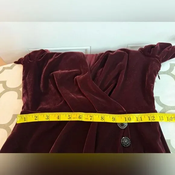 The Kooples mini burgundy velvet dress NWT Size 0 = US 2